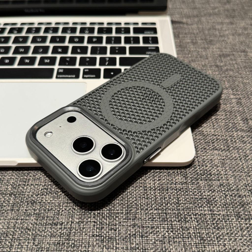 Breathable Hollow Mesh Magnetic Phone Case For iPhone 11 12 13 14 15 16 17 Air Pro Max Plus For Magsafe Wireless Charging Cover