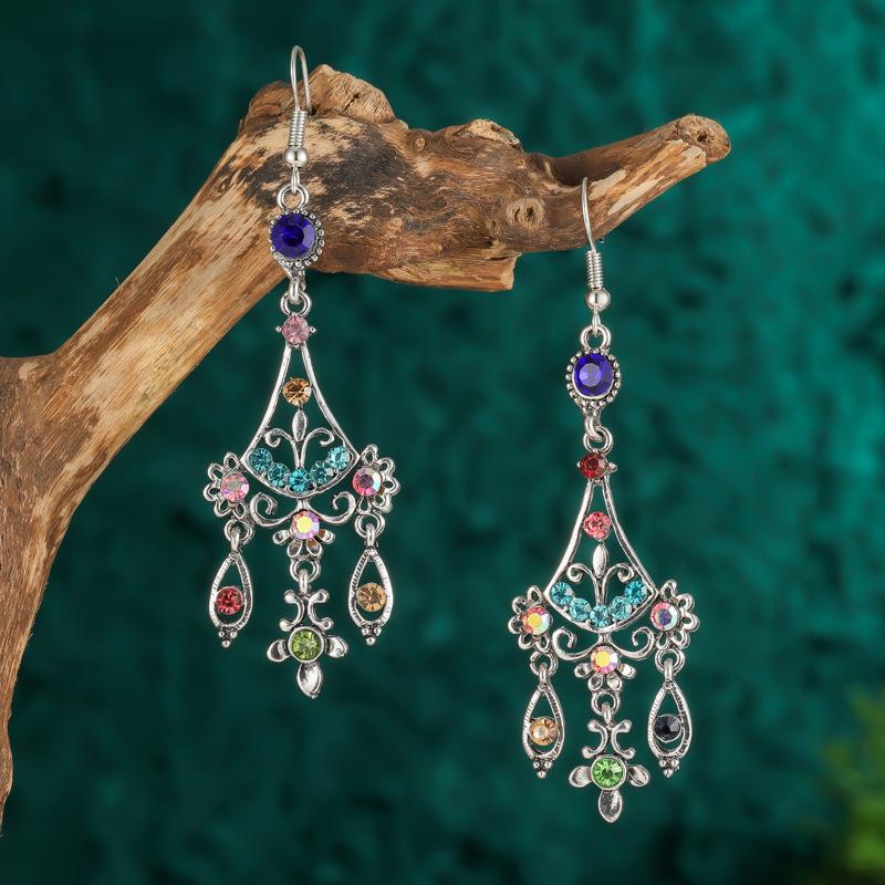 New Vintage Palace Style Long Water Drop Earrings For Women Ethnic Elegant Geometric Dangle Earrings Jhumka Jewelry Gift