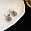 Retro oil painting flower earrings French super fairy purple oil drop earrings high-end earrings
