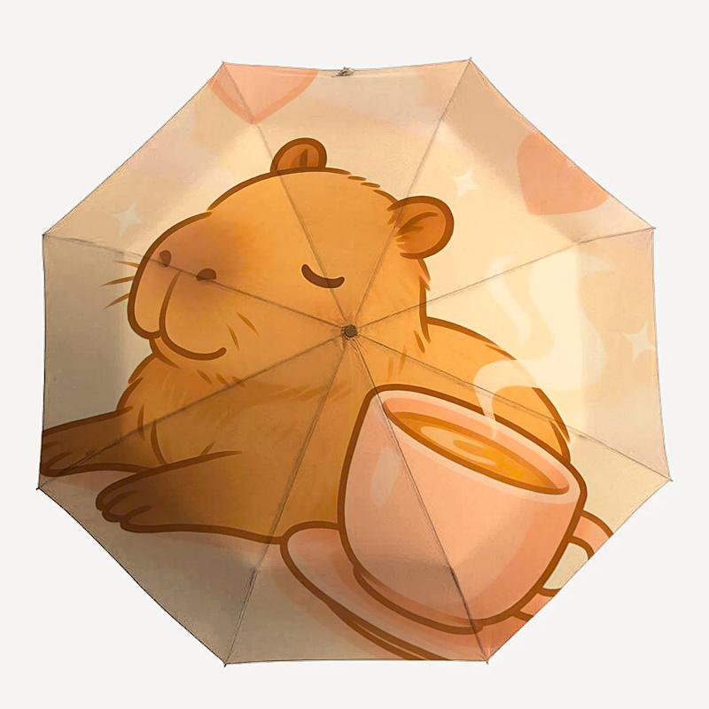 Capybara Themed Travel Umbrella-8 Ribs Automatic Opening and Closing, Portable Folding Design, Compact and Stylish Umbrella Suitable for Out