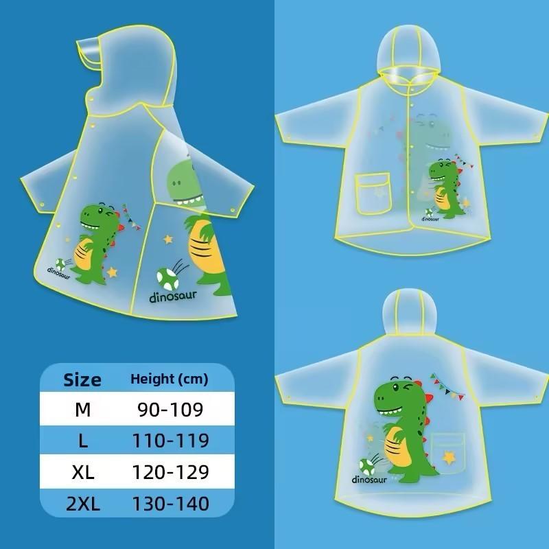 

Childrens Reusable Raincoat With Cartoon Design For Kindergarten And Daily Use 2XL зелений