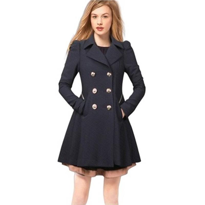 Women's Solid Double Button Pocket Overcoat Casual Coat Long Sleeve Neck Outerwear Winter Trendy Women's Party Outfit Clothes For Daily Wear Jackets