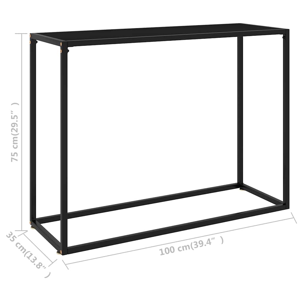 Console Table Black 100 X 35 X 75 Cm Tempered Glass