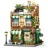 City Architecture Building Blocks Street View Cafe Model Desktop Decoration Children DIY Assembly Toy Holiday Gift