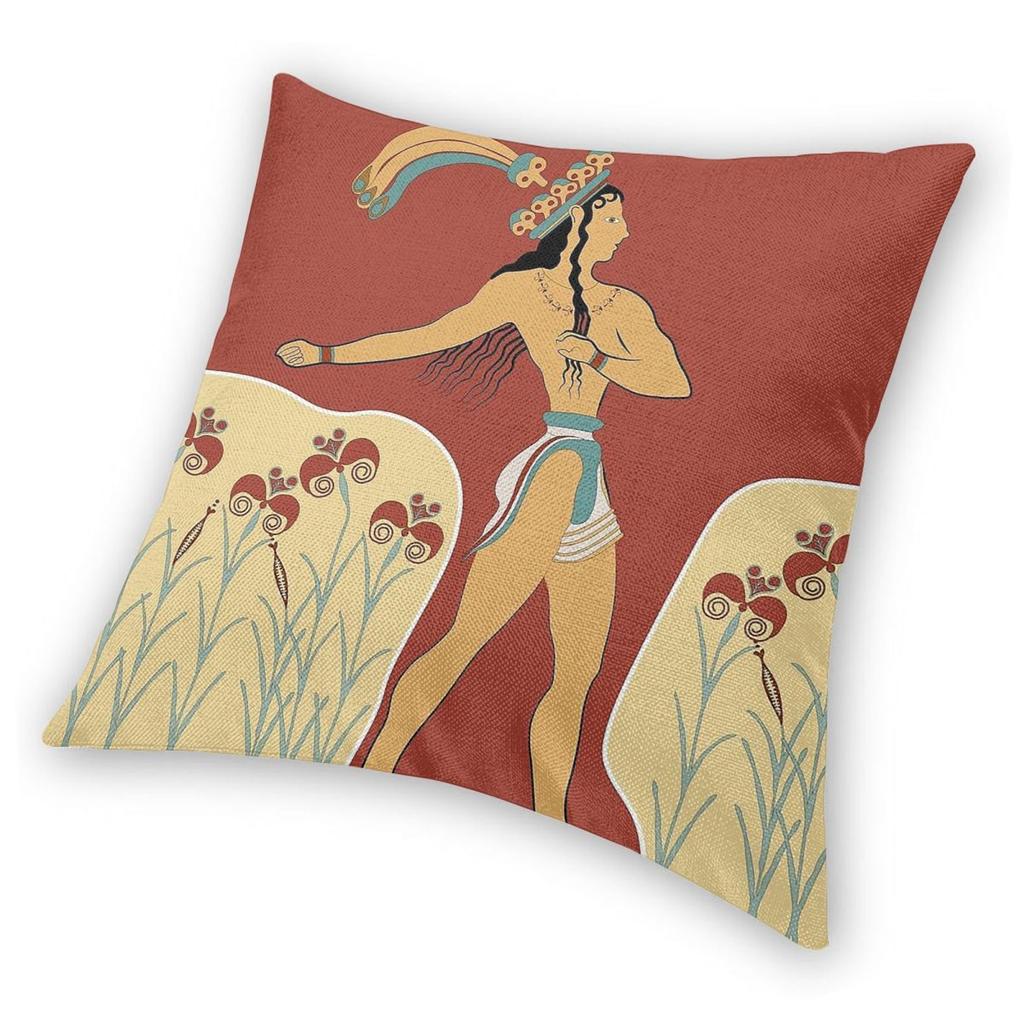 Minoan Ancient Prince Of The Lilies Pillowcase Polyester Linen Velvet Printed Zip Decorative Pillow Case Car Cushion Cover