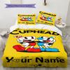 Name Custom Cuphead Game Pattern Bedding Set Quilt Cover Pillowcase Home Decor Gift (1 * duvet cover + 2 * pillowcase, without core)