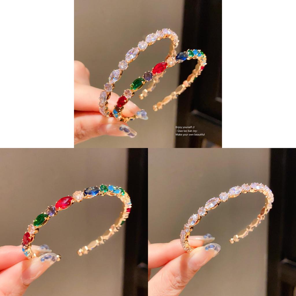 Geometric Zircon Open Cuff Bracelet For Women Fashion Jewelry Accessory