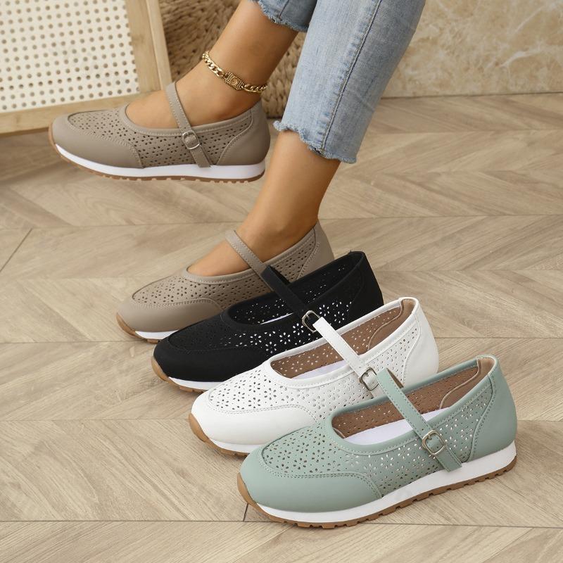 Fashion Hollow Breathable Retro Design Casual Single Shoes for Women Spring 2025 New Shallow Mouth Comfortable Soft Soled Fashion Pumps