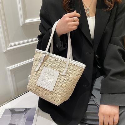 Spring Straw Large Capacity Shopping Bag Women's Fashion Hand-held Shoulder Bag Beach Tote Bag