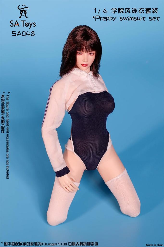 Hobby Toys [TOYBARJAPAN] figura w skali 1/6 kompatybilna z korpusem TBLeague SA Toys SA048 Zestaw preppy kostium kąpielowy Piękna uczennica w stylu gimnastycznym
