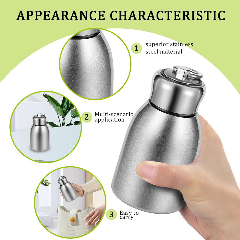 2Pcs Mini Stainless Steel Water Bottle 10oz Insulated Water Bottle Leakproof Travel Mug Portable Small Water Bottle for Home