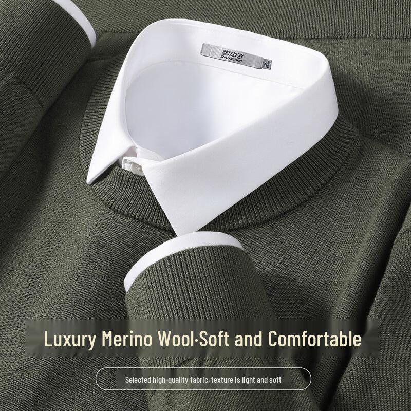 SNOWFLYING Men's Wool Blend Crew Neck Knit Sweater