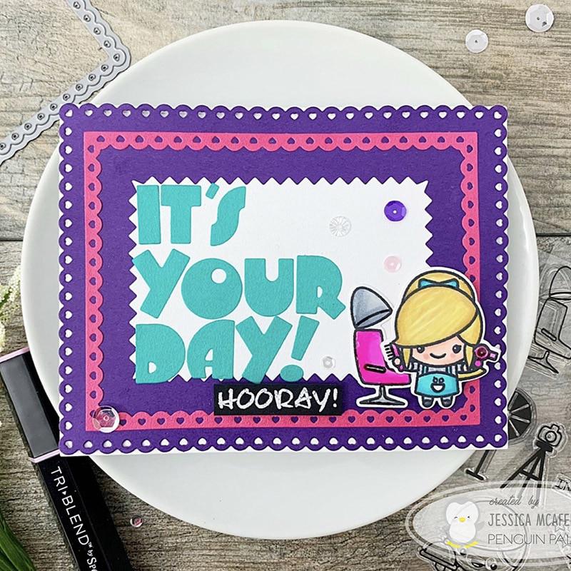 Little Hearts Rectangle Frames Set Metal Cutting Dies Paper Card Album Dies Scrapbooking Embossing