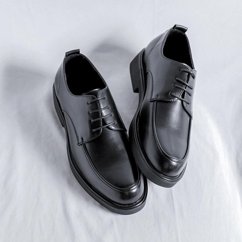 British Leather Shoes Men's Business High-end Spring and Autumn Men's Casual Leather Shoes Wide Head with Suit Wedding Shoes 85675-R