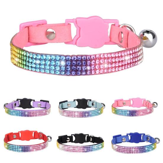 Colier pentru animale de companie Rochie cu stras incrustat Reglabil pentru rupere Animal de companie Pisici Caini Gulere cu clopot