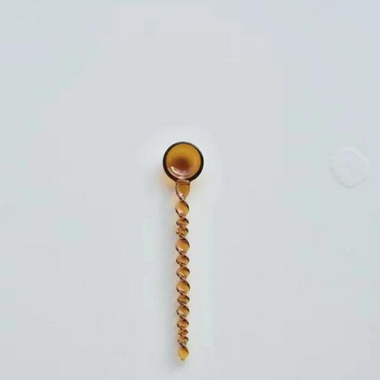 High-Temperature Resistant Glass Dessert Spoon - Colorful Spiral Long Handle for Coffee Stirring