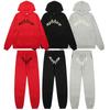 Streetwear Hooded Sweatshirt Jogger Pants Set Men Women Cotton Rhinestone Spiderweb Print Casual Outfit Fall
