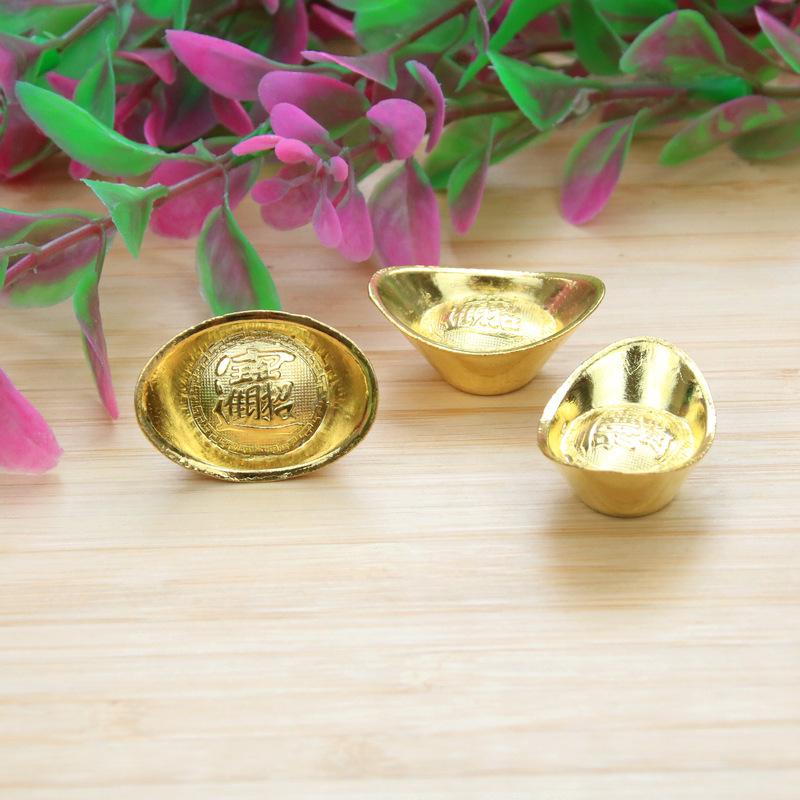 2pcs Big Chinese Gold Ingot Ornament Yuanbao Fengshui Decor Mascot Metal Crafts Auspicious Lucky Crafts Moving House Home Decor (gold,2pcs)
