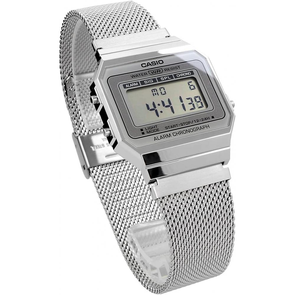Casio Digital Watch Metal Mesh Band A700wm 7a Silver