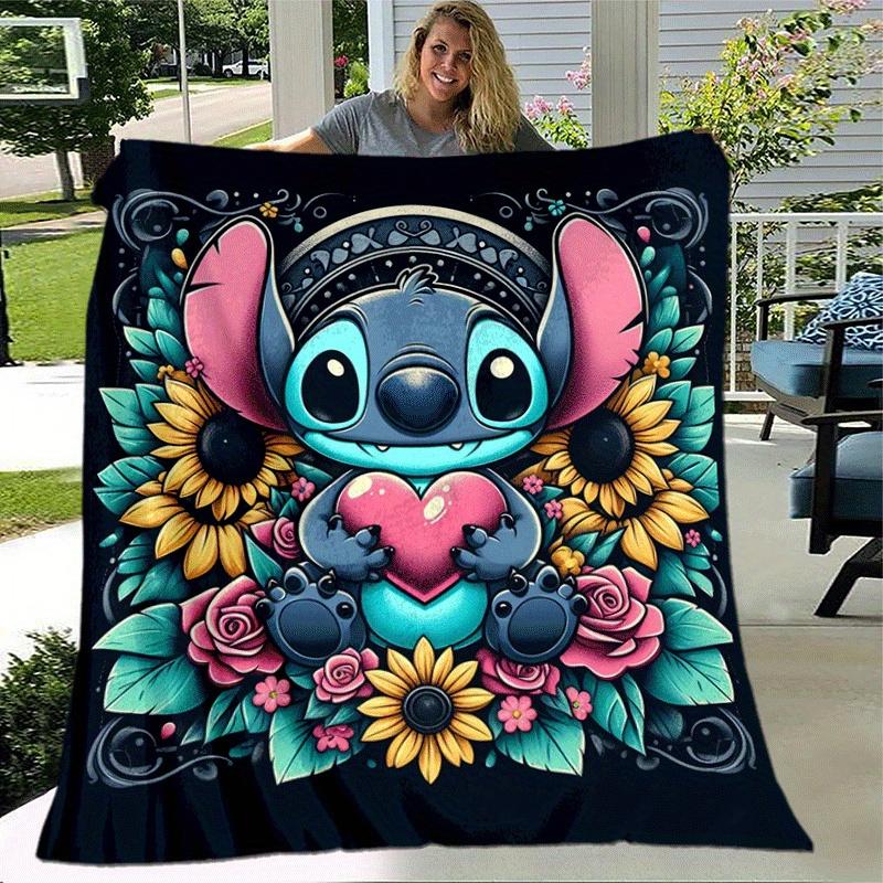1pc Stitch Printing Blanket - Soft, All-Season Throw for Living Room, Bedroom,Personalized Gift with Adorable Cartoon Design