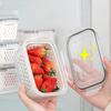 4-In-1 Fruit Vegetable Storage Container with Removable Filter Leak-Proof Airtight PP Storage Box for Washing Draining Stackable Food Organizer
