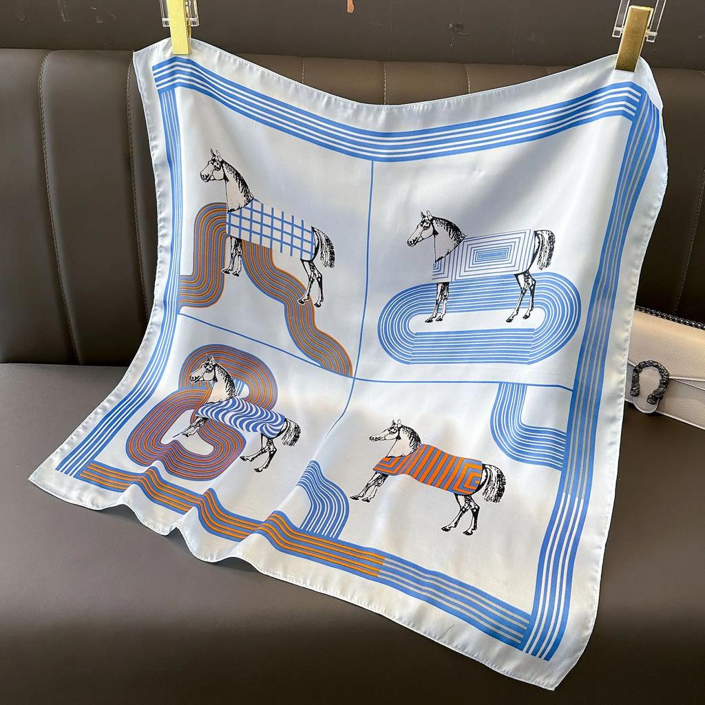 New Fashion Luxury Silk Scarf Bandana Women Hair Bands Square Scarves Neck Tie Bag Scarfs Satin Lady Wrap Headband