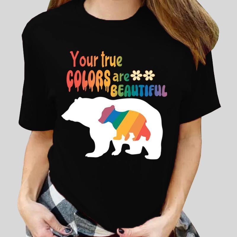 

Новая мода LGBT Bear Your True Colors - красивая футболка с графическим принтом унисекс мода повседневная рубашка с коротким рукавом футболка