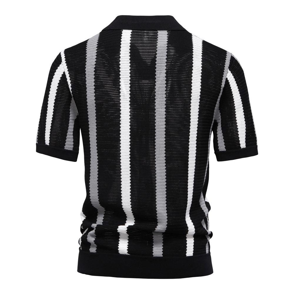 Gant 2025 Summer Embroidery New Breathable Hollow Men's Short Sleeve Polo Sweater Striped Knitted Polo Sweater for Men