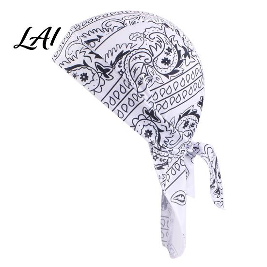 Elastic Breathable Hat Pirate Hat Adjustable Streamer Design Hip-hop Cap Cashew Print Street Sports Style Fabric Hip-Hop Outdoor Flexible Fit белый