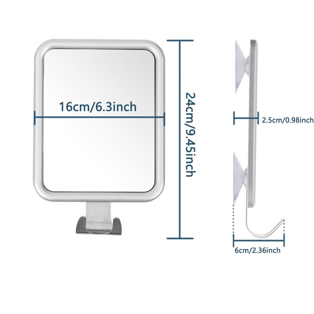 With Suction Cup Fogless Shower Shaving Mirror Aluminum Frame Makeup Mirrors  Shaver Holder
