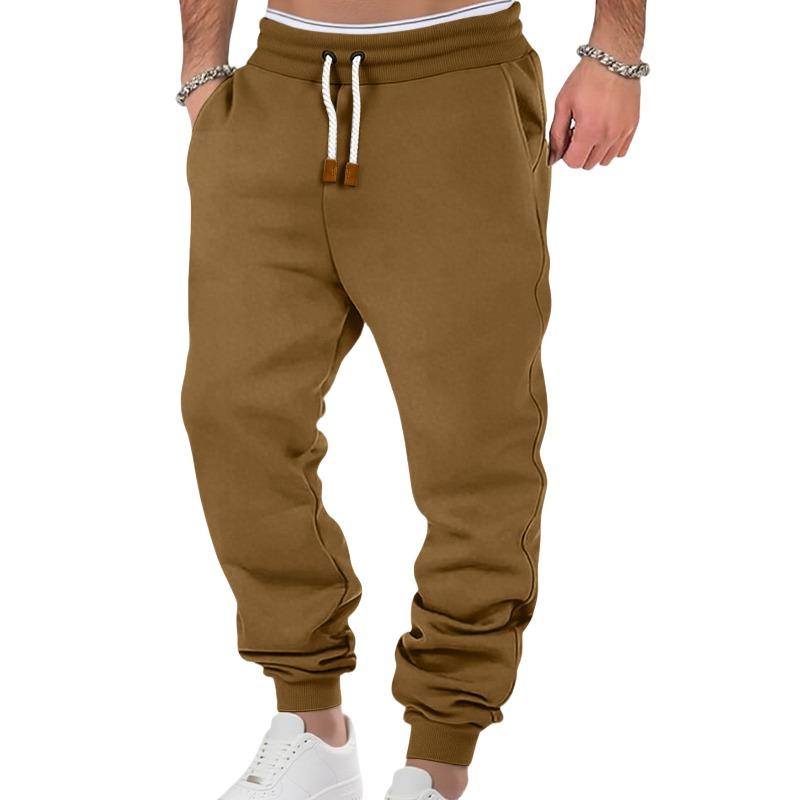 Men's pants spring and autumn solid color trendy sports casual sweatpants loose tied feet stacking pants