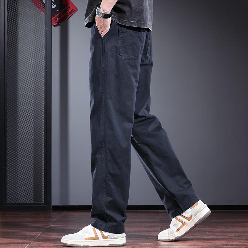 JIELEINUO Men's Relaxed Fit Straight-Leg Cotton Casual Pants