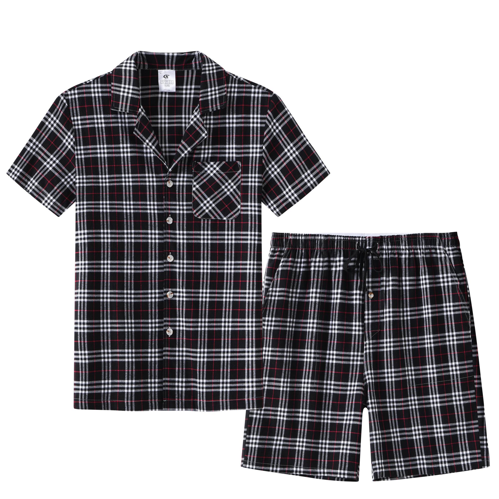 

2 шт. мужской хлопковый пижамный костюм укороченный комплект из низа и верха для лета уютный пижамный костюм с короткой рубашкой и шортами 2XL