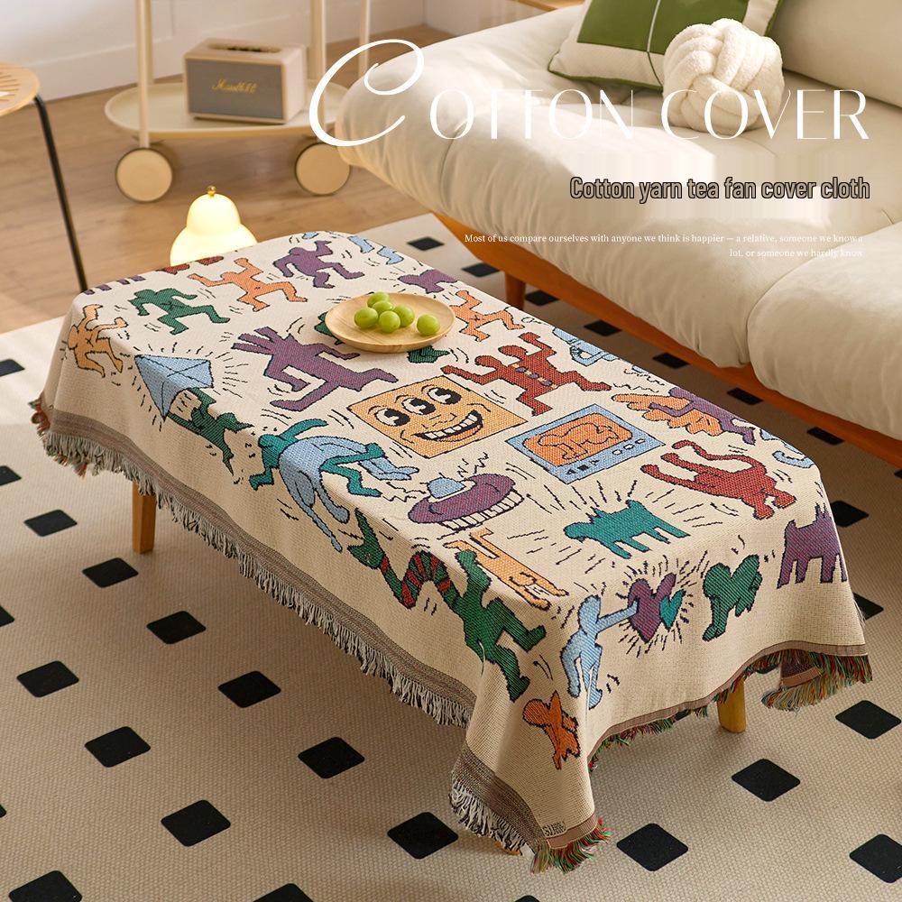 Ethnic Style Outdoor Tablecloth for Camping & Dining - Sisters' Chat Coffee Table Decor
