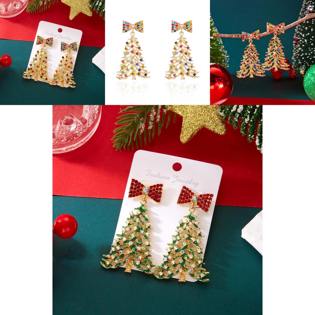 Christmas Tree Earrings For Women With Alloy Material Festive Design Perfect For Holiday Parties