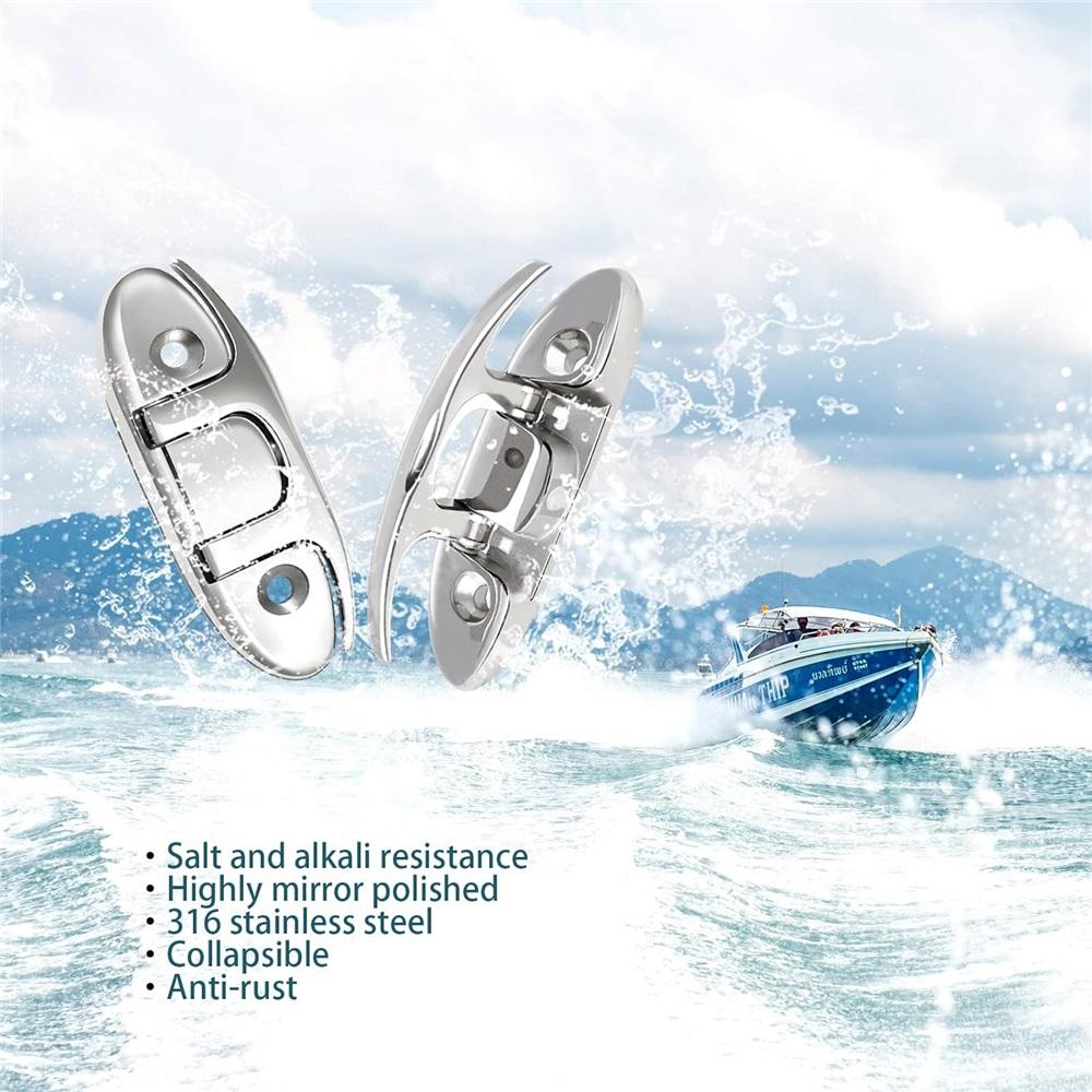 Stainless Steel Marine Folding Buckles, 2-Pack Flip-Up Dock Rope Buckles Marine Mooring Buckles with Mounting Screws for Boats, Kayaks, Deck Ropes