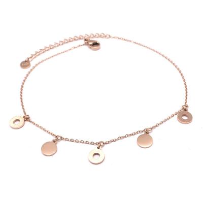 [Q0917] - Αλυσίδα αστραγάλου Ατσάλι 'Χορογραφία' ροζ χρυσό (gold pink) - κύκλοι 6 mm