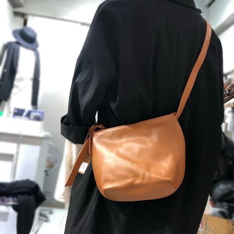 Handcrafted Soft Cowhide Crossbody Bag - Women's Lightweight Street Hobo, Genuine Leather Casual Shoulder Bag with Urban Edge