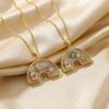 European Retro Rainbow Glass Photo Frame Necklace with DIY Openable Hollow Design Pendants, Transparent Box Gold