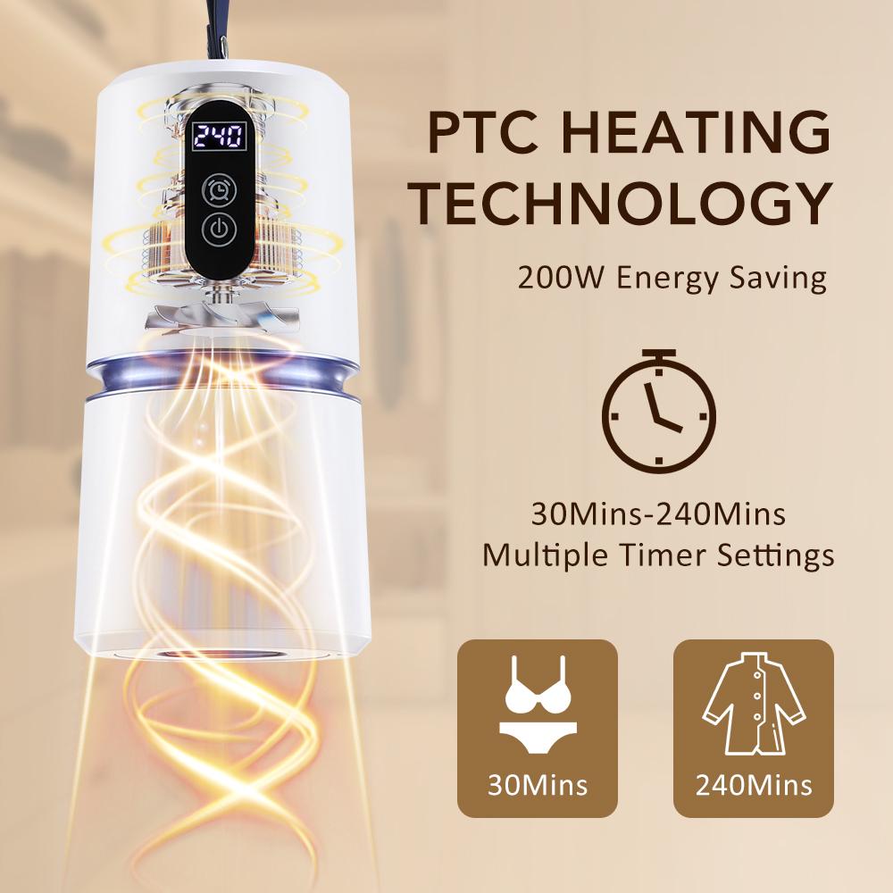 Portable Clothing Dryer 5kg Smart Mini Clothing Dryer Quick Laundry Dryer Overheat Protect 30-240Mins Timer for Camping Travel