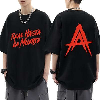 Rapper Anuel AA Real Hasta La Muerte Tshirt Men's Clothing Fashion Hip Hop Harajuku T-shirts Cotton Oversized O-Neck T Shirts
