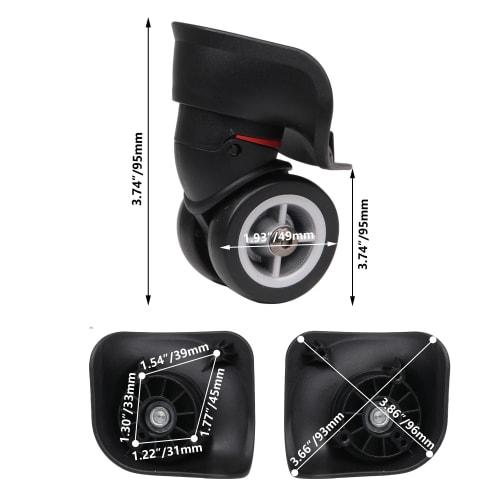 SHANOER 4-Piece Suitcase Tire Kit, Caster Wheels, Carry-on Wheels, DIY Replacement/Repair, 115W Series, W042, Black