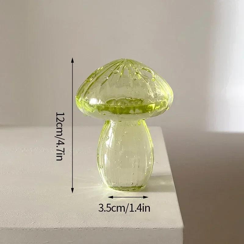 Transparent Mushroom Glass Vase Hydroponic Flower Pot Creative Desk Decorative Vase Aromatherapy Bottle Home Office Decorations