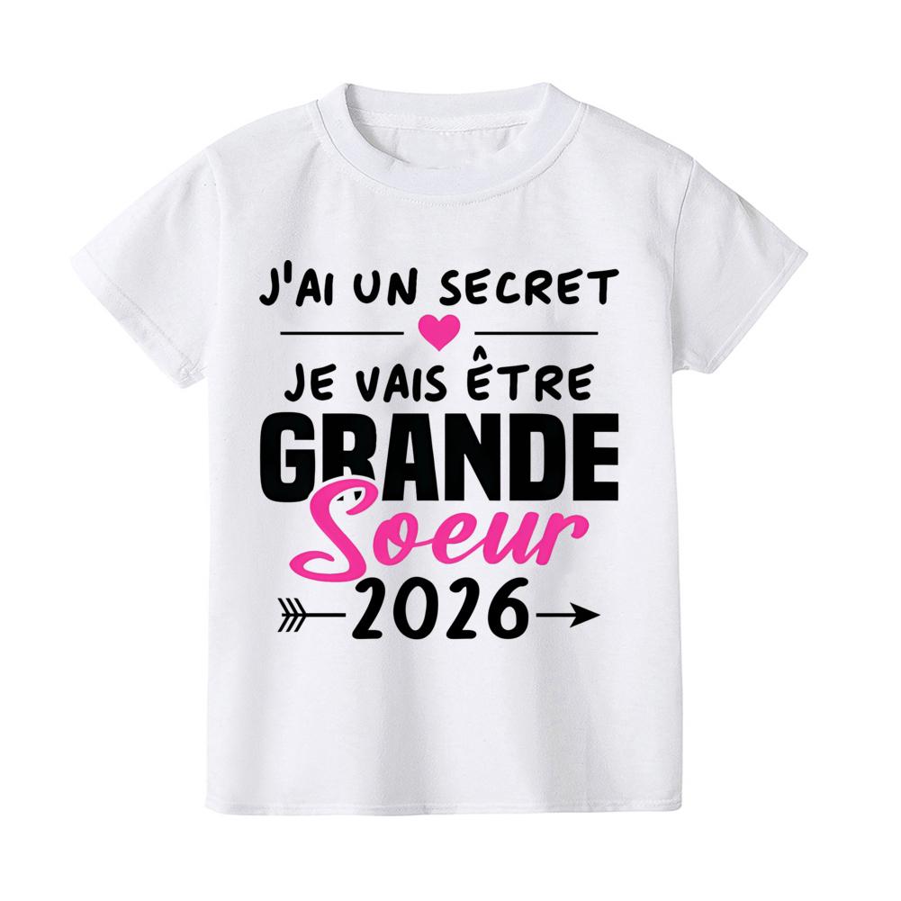 I Have A Secret I Will Become My Sister in 2026 Print Girls Kid Tee Top Pregnancy Announcement Kid Short Sleeve Tee Tops