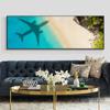 Landscape Airplane Shadow Tropical Beach Ocean Forest Canvas Painting Posters and Prints Wall Art Pictures Home Decor No Frame