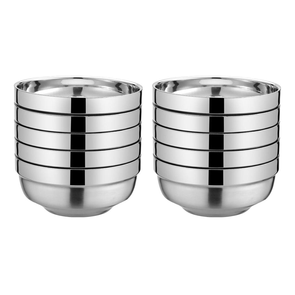 10Pcs Stainless Steel Nesting Bowls Commercial Grade Practical Construction Safe Front Family Meal Preps