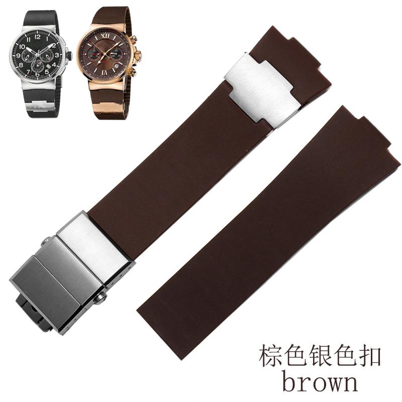 Rubber wristwatch strap silicone wristwatch strap with Ulysse Nardin blue black brown 25 * 12mm  men  tools watchband 22-20mm