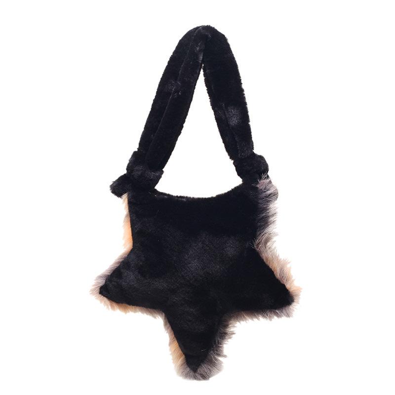 

Bag Winter Mao Mao Pentagram Bag Plush Shoulder Bag 2025 New Korean Edition Popular Personality Messenger Women s Bag чёрный