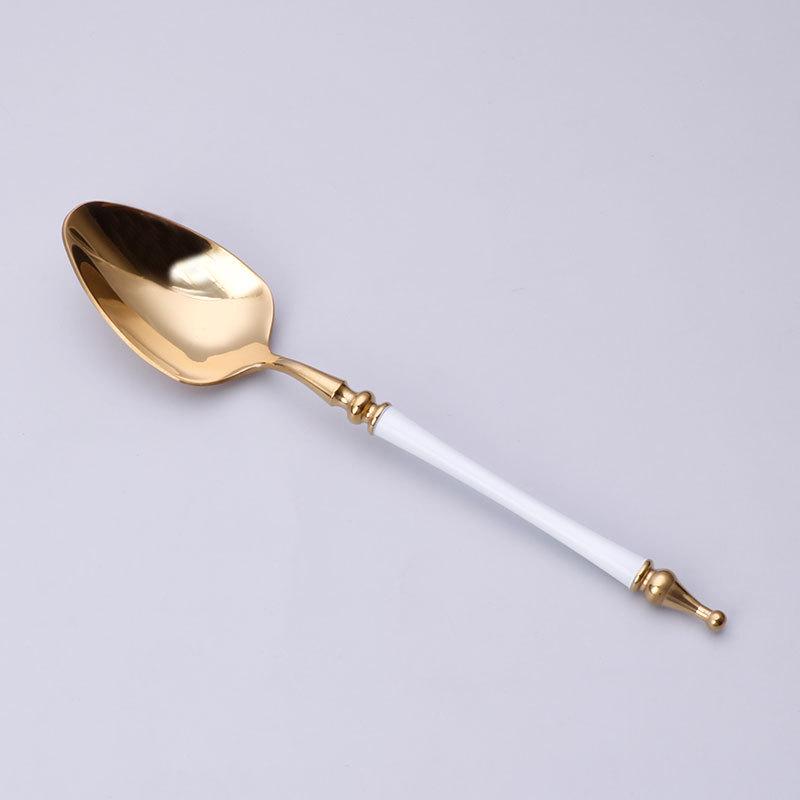 304 Stainless Steel Western Cutlery Set: Knife, Fork, Spoon, Coffee Spoon, Roman Column Design, European Style, 4-Piece