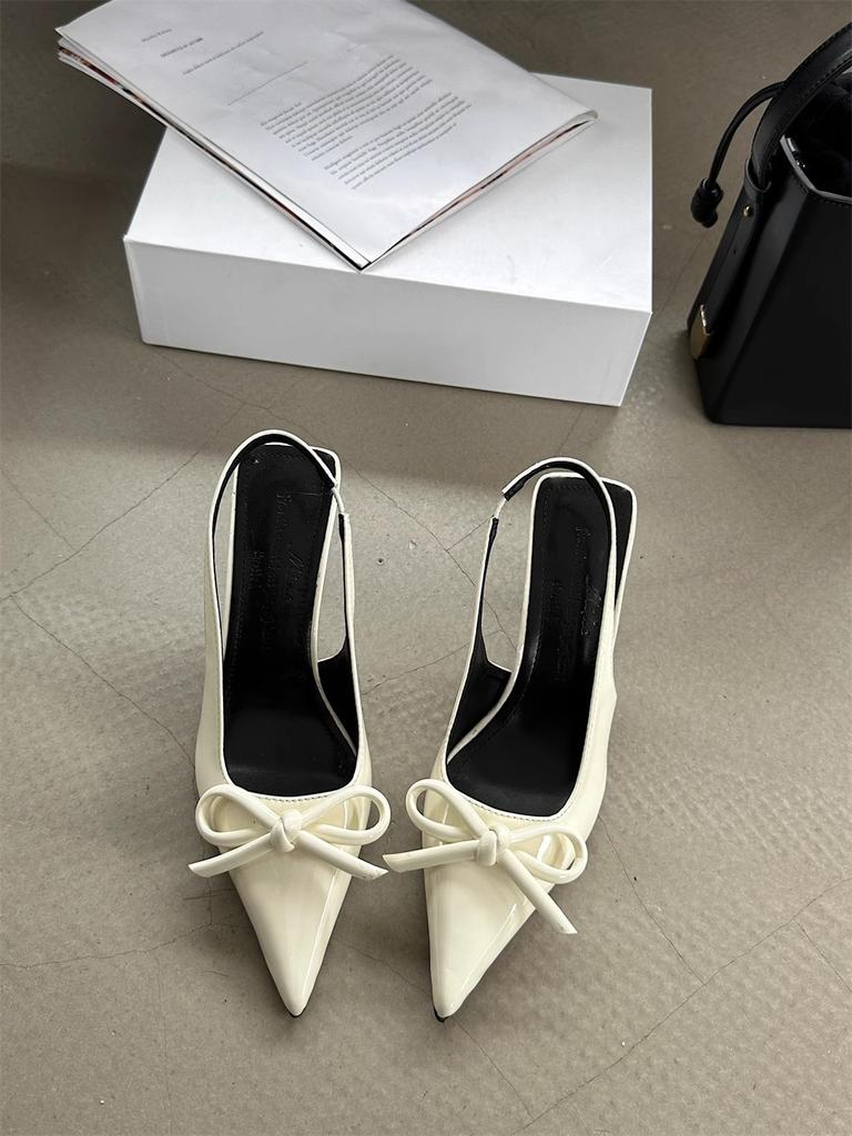 Baotou sandals 2025 summer new pointed bow temperament beautiful high heels fashion empty sweet sandals